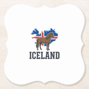 Iceland Horse Vintage Flag Vector Shirt Design_1 Paper Coaster