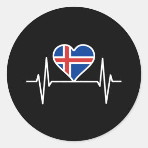 Iceland - Iceland Flag Heartbeat Classic Round Sticker