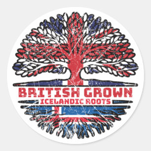 Iceland Icelandic British UK Tree Roots Flag Classic Round Sticker