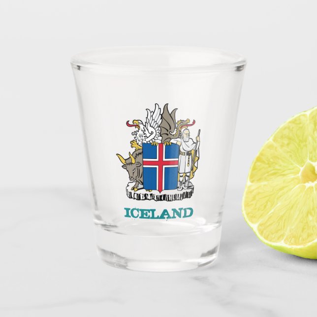 Iceland & Icelandic coat of arms, flag / party Shot Glass (Front)