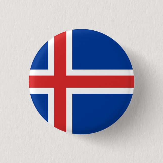 Iceland (Icelandic) Flag 1 Inch Round Button (Front)