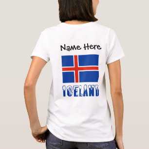 Iceland Icelandic Flag Black Personalization T-Shirt