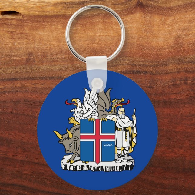 Iceland & Icelandic flag, emblem, holiday / sports Keychain (Front)