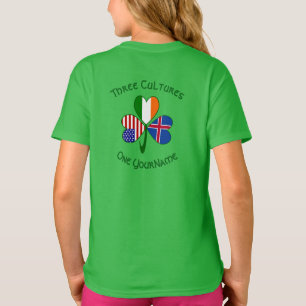 Iceland Ireland USA Shamrock Flag Personalized T-Shirt