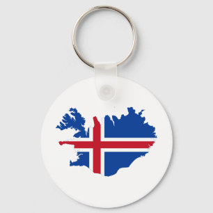 Iceland IS Ísland Flag map Keychain
