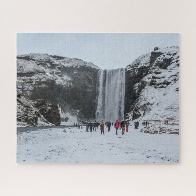 Iceland Jigsaw Puzzle - Skogafoss waterfall Winter (Horizontal)