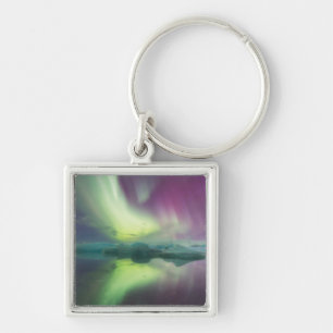 Iceland, Jokulsarlon. Aurora Lights Reflect Keychain