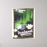 Iceland landscape vintage style travel poster