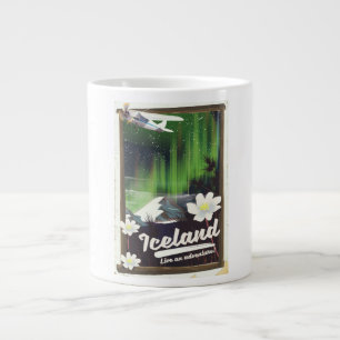 Iceland landscape vintage style travel poster large coffee mug
