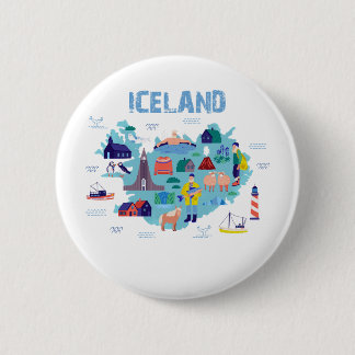 Iceland map 2 inch round button