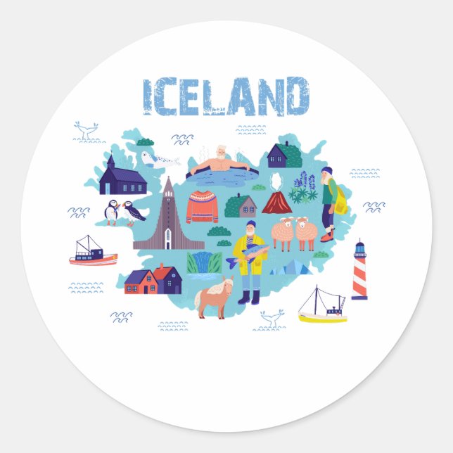Iceland map classic round sticker (Front)