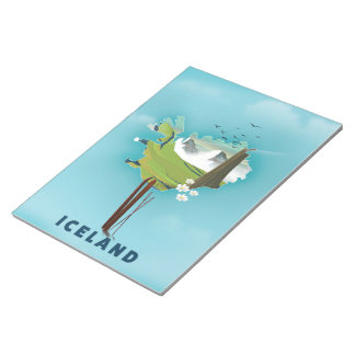 Iceland Map Illustration travel poster. Notepad