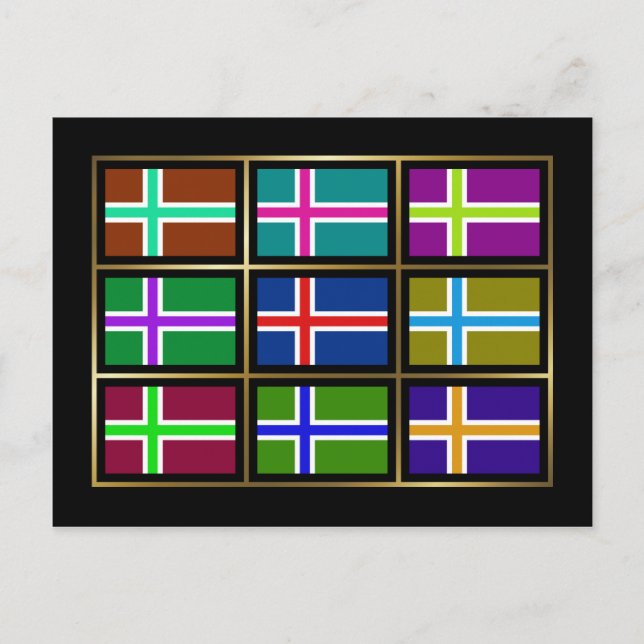 Iceland Multihue Flags Postcard (Front)