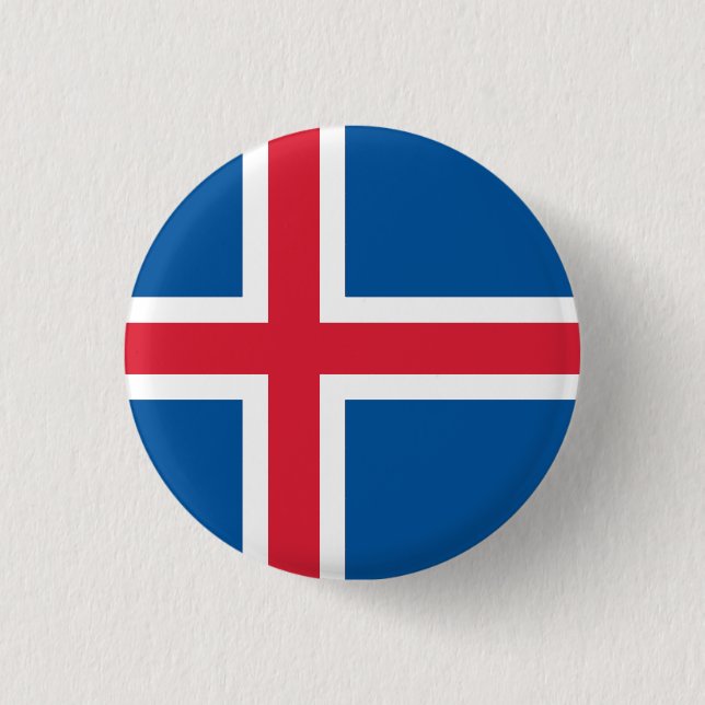 Iceland National Flag 1 Inch Round Button (Front)