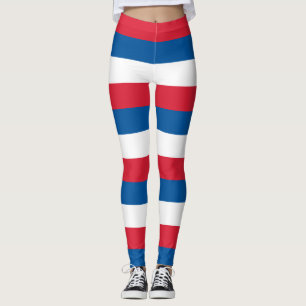 Iceland National Flag Colours Horizontal Striped Leggings