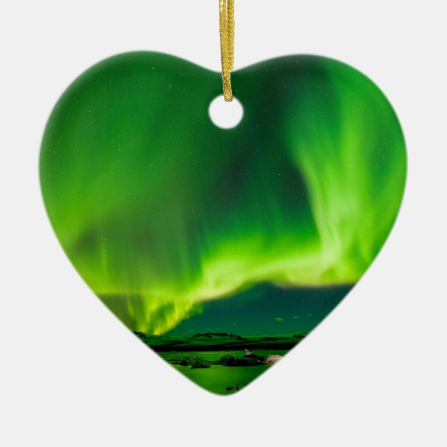 Iceland Northern Lights Ceramic Ornament (Front)