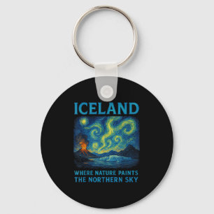 Iceland - Northern Lights Van Gogh Style, Aurora B Keychain
