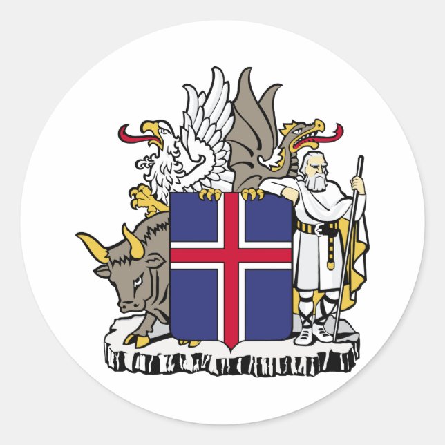 Iceland Official Coat Of Arms Heraldry Symbol Classic Round Sticker (Front)