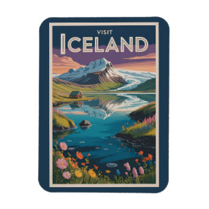 Iceland Painterly Illustration Travel Art Vintage Magnet