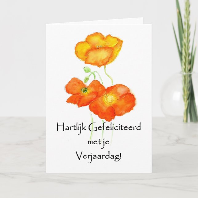 Iceland Poppies Birthday Card - Dutch Greeting (Front)