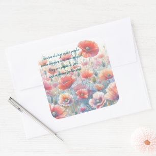 Iceland Poppies & Quote Square Sticker