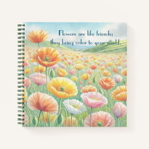 Iceland Poppy Field & Quote	 Notebook