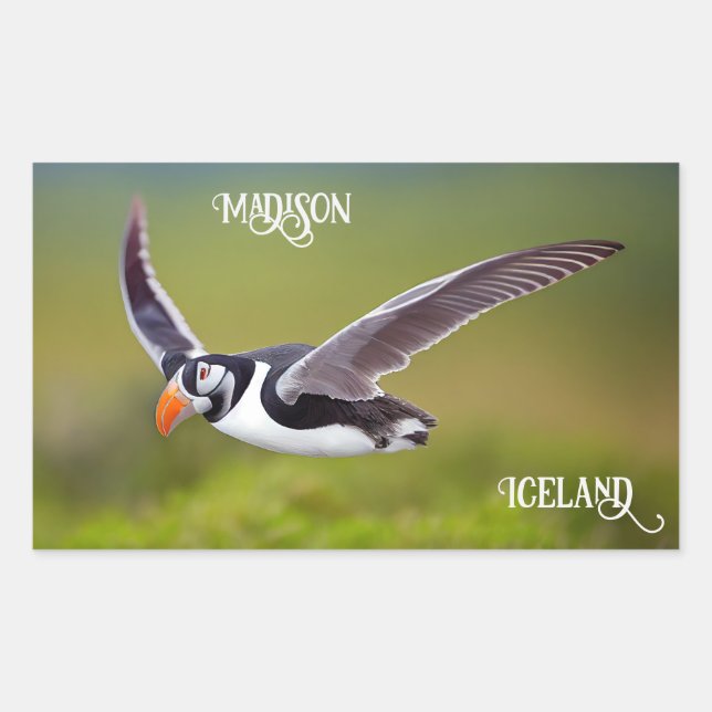 Iceland Puffin Custom Name Sticker (Front)