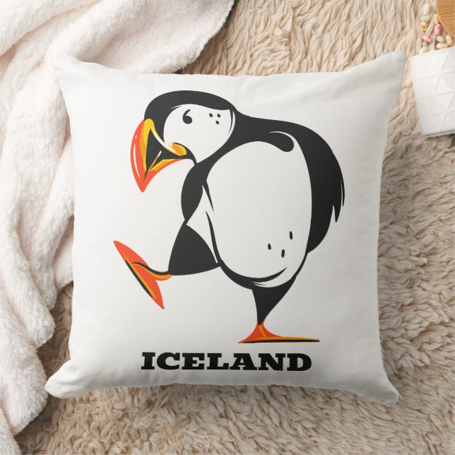 Iceland Puffin Throw Pillow (Blanket)