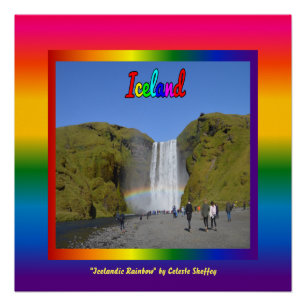 Iceland Rainbow Waterfall Poster