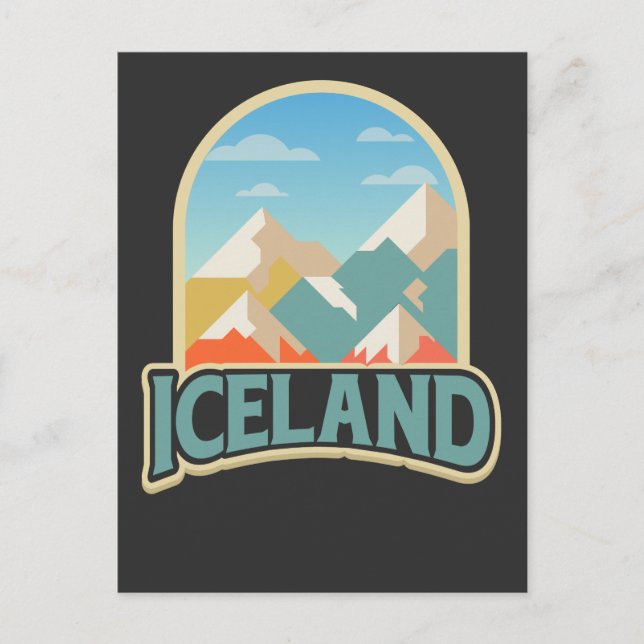 Iceland Retro Vintage Gift Hiking Lover mountains Postcard (Front)