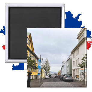 Iceland Reykjavik City Street Colour Photo Magnet