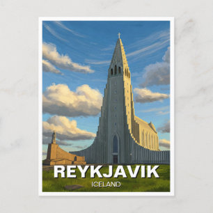 Iceland Reykyavik Church of Hallgrimur Travel Postcard