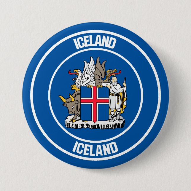 Iceland Round Emblem 3 Inch Round Button (Front)