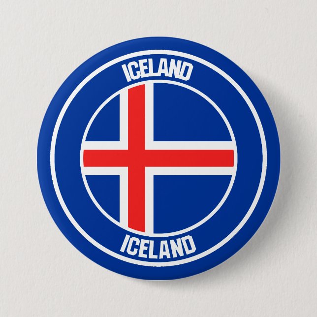 Iceland Round Emblem 3 Inch Round Button (Front)