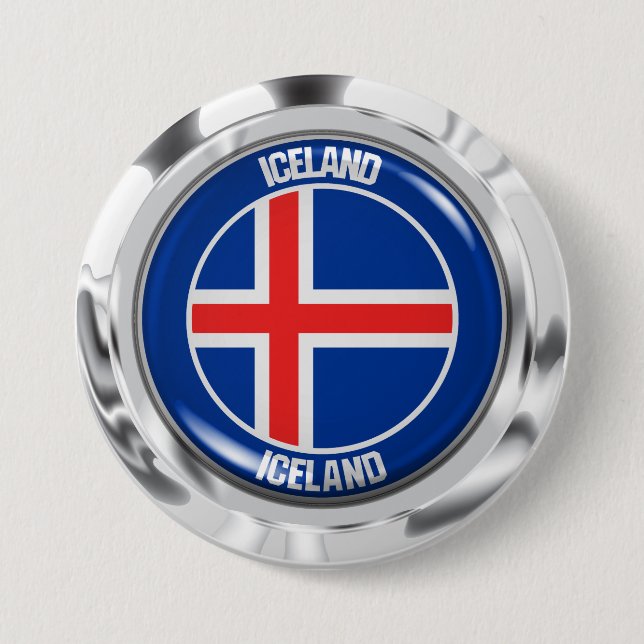 Iceland Round Emblem 3 Inch Round Button (Front)