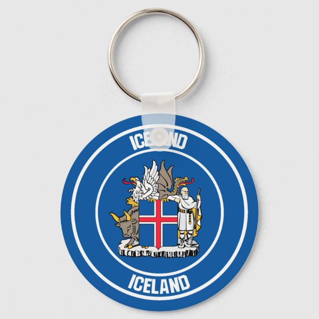 Iceland Round Emblem Keychain (Front)