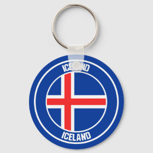 Iceland Round Emblem Keychain