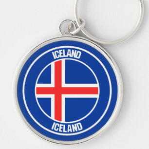 Iceland Round Emblem Keychain