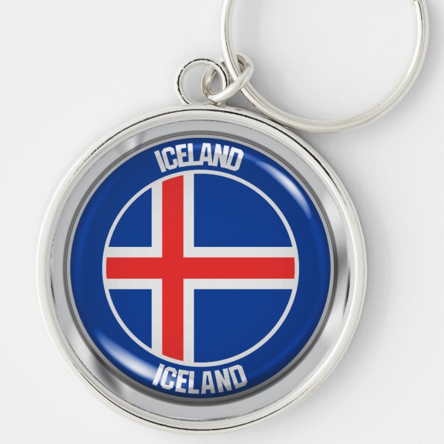 Iceland Round Emblem Keychain (Front)