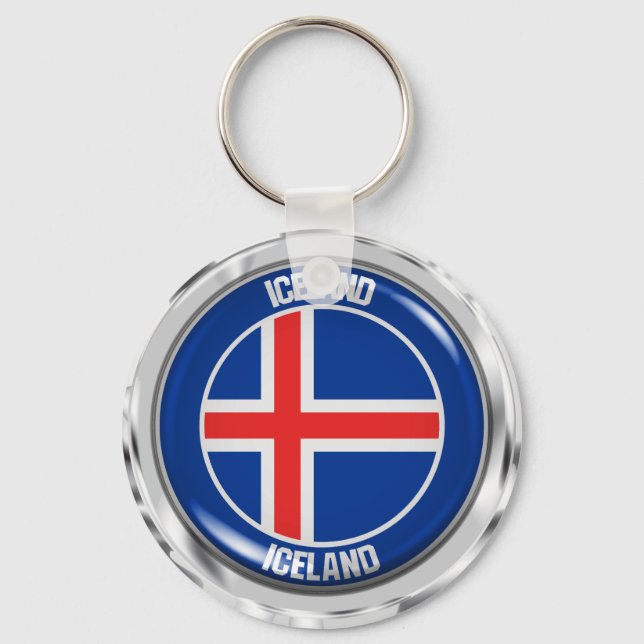Iceland Round Emblem Keychain (Front)