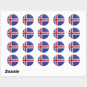 Iceland  Round Icon Flag Classic Round Sticker
