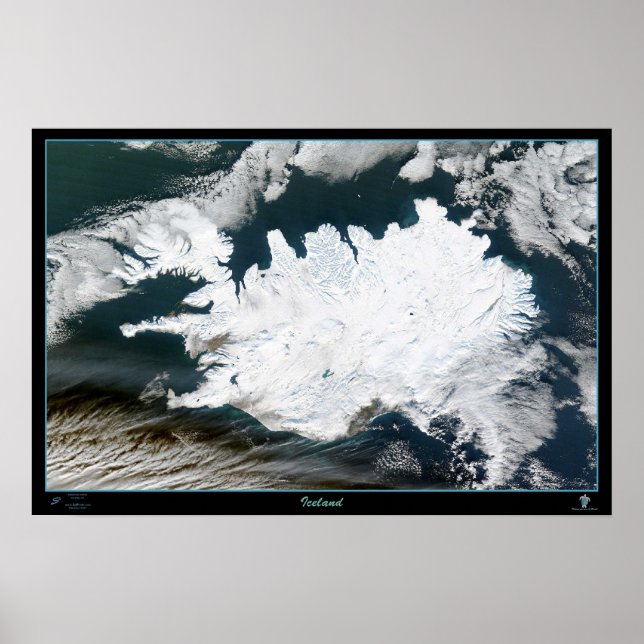 Iceland satellite  poster map photo (Front)