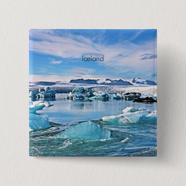 Iceland scenic photograph 2 inch square button (Front)