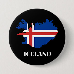 Iceland Silhouette, flag, 3 Inch Round Button
