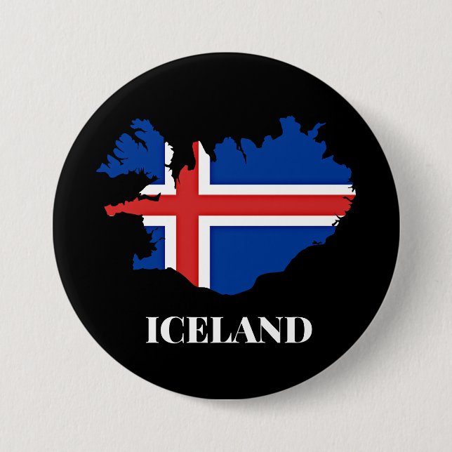 Iceland Silhouette, flag, 3 Inch Round Button (Front)