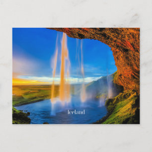Iceland Skogafoss, beautiful landscape photograph Postcard