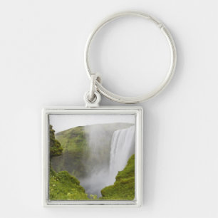 Iceland. Skogarfoss Waterfall plunges over a Keychain