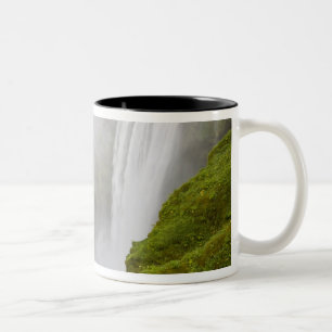 Iceland. Skogarfoss Waterfall plunges over a Two-Tone Coffee Mug
