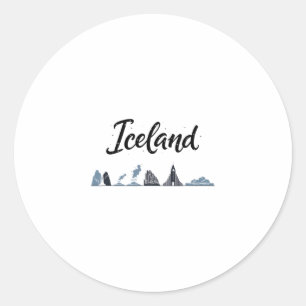 Iceland Skyline Travel Vacation Outfits Classic Round Sticker