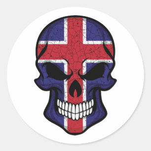 Iceland Smiling Skull Flag Classic Round Sticker